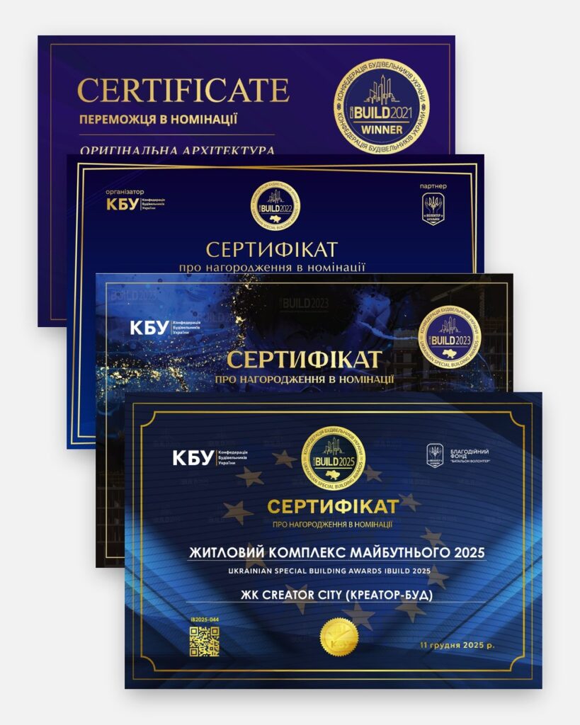 Сертифікати IBUILD 2021, 2022, 2023 і 2025 — CREATOR CITY